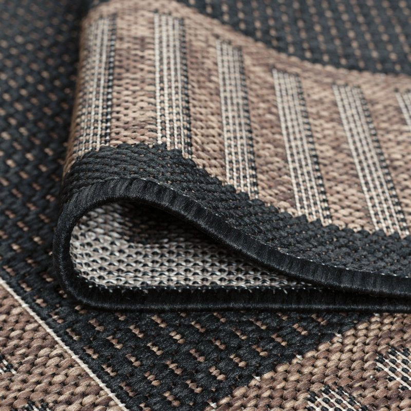 Three Posts™ Daponte Flatweave Black/Gold Indoor/Outdoor Rug & Reviews